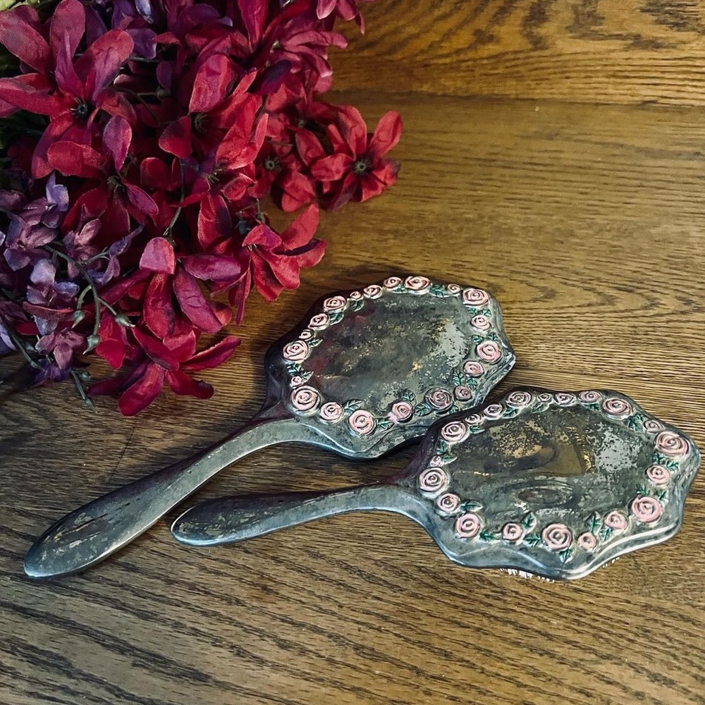 Vintage brush and mirror set